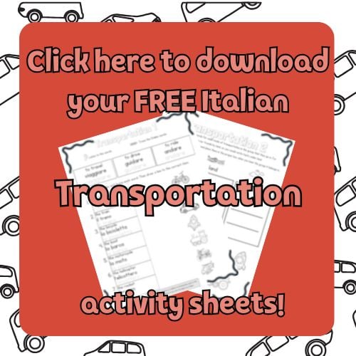 transportation Italian activity sheet