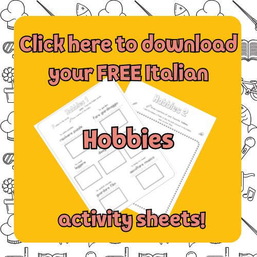 hobbies Italian activity sheet